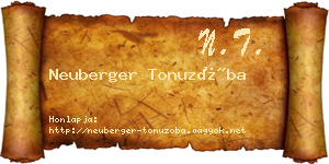 Neuberger Tonuzóba névjegykártya